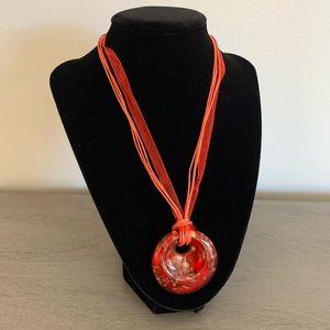 NWT Murano Glass Red and Gold Necklace